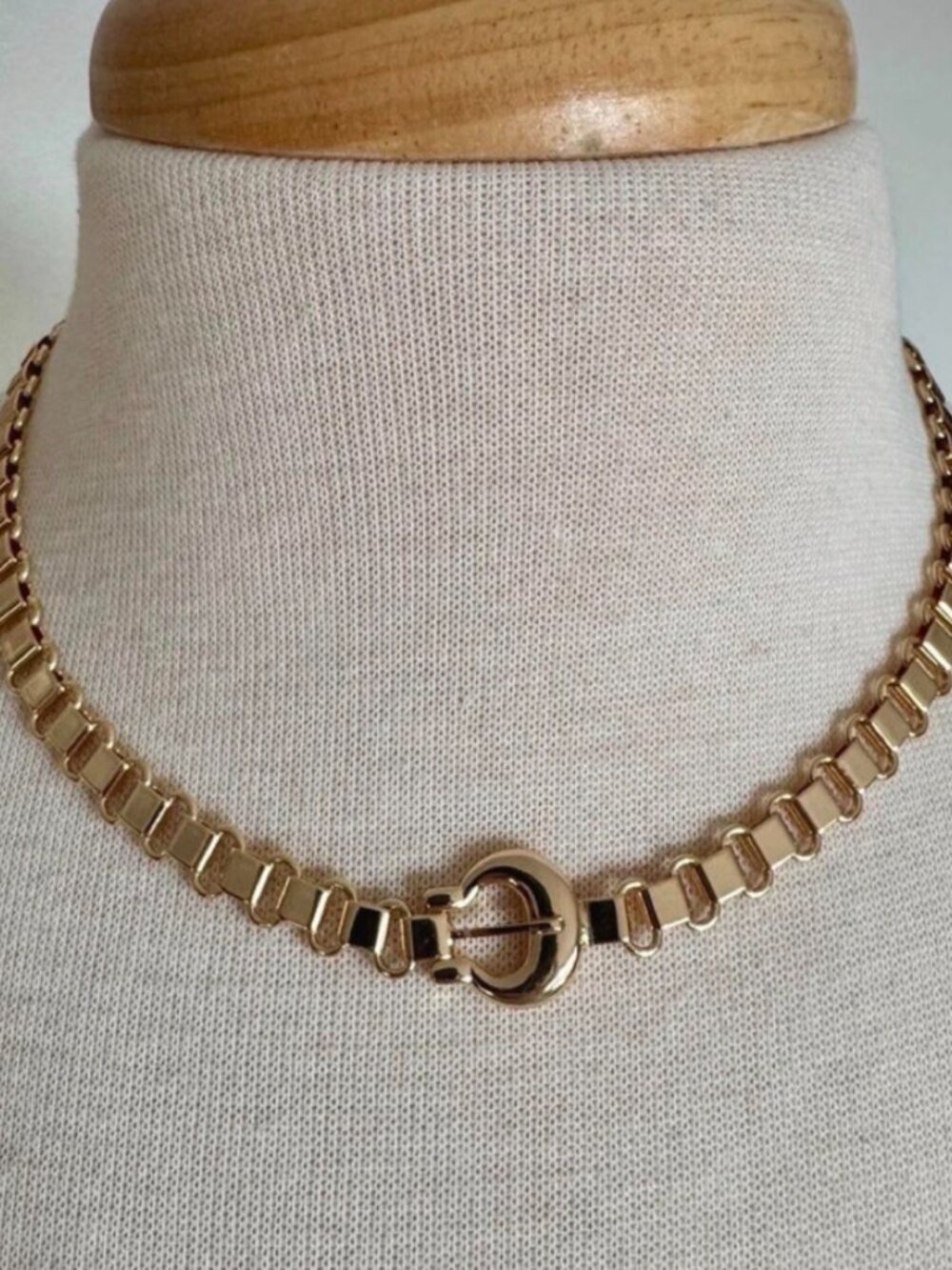 Anthropologie Gold Western Buckle Collar Chain Necklace 14K Gold Plated